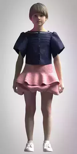 girls tops and skirt rigged 3d model Low-poly 3D model