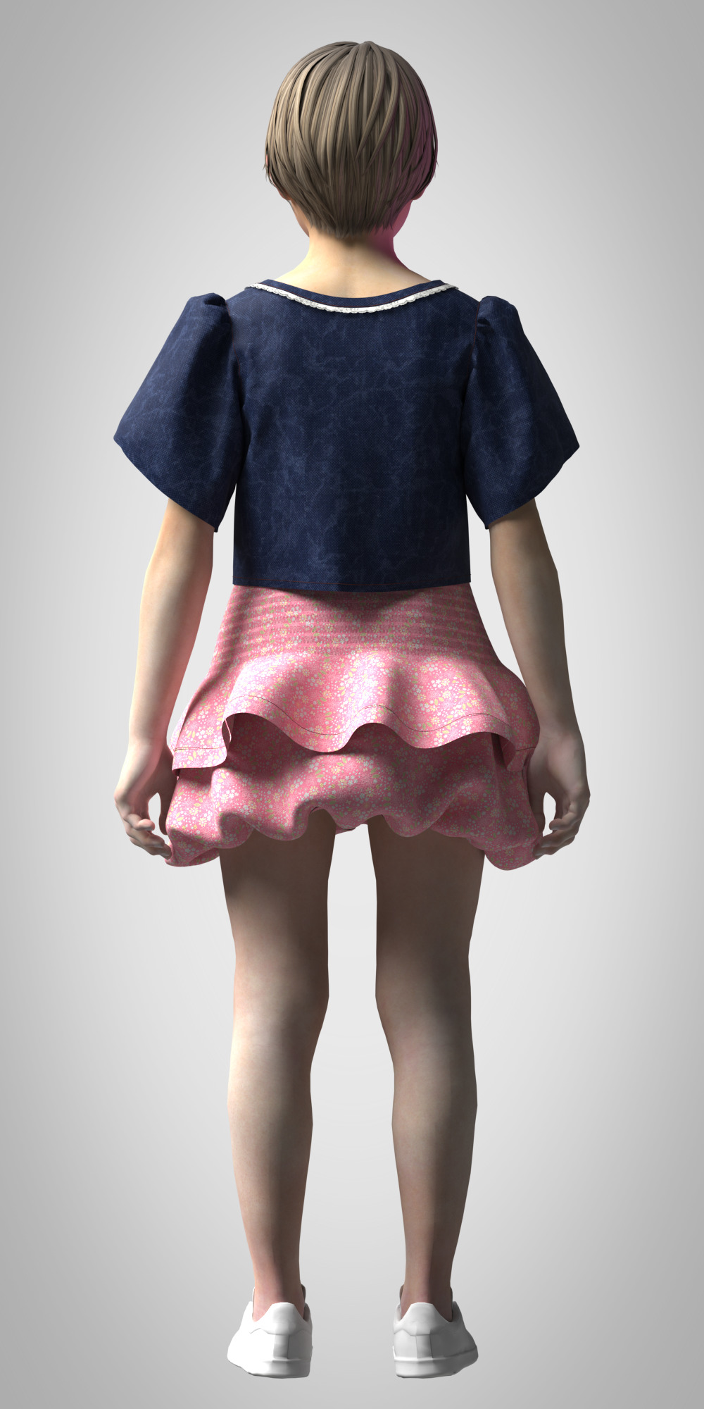 girls tops and skirt rigged 3d model Low-poly 3D model_1