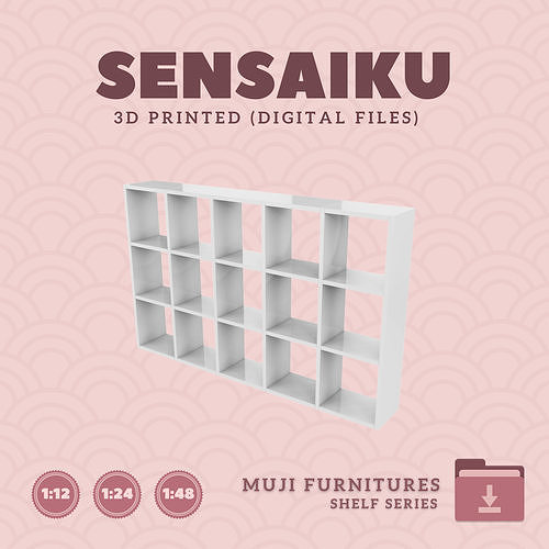 14 Muji Stacking Shelf - 5 x 3 for Dollhouse Muji 3D Print 3D print model