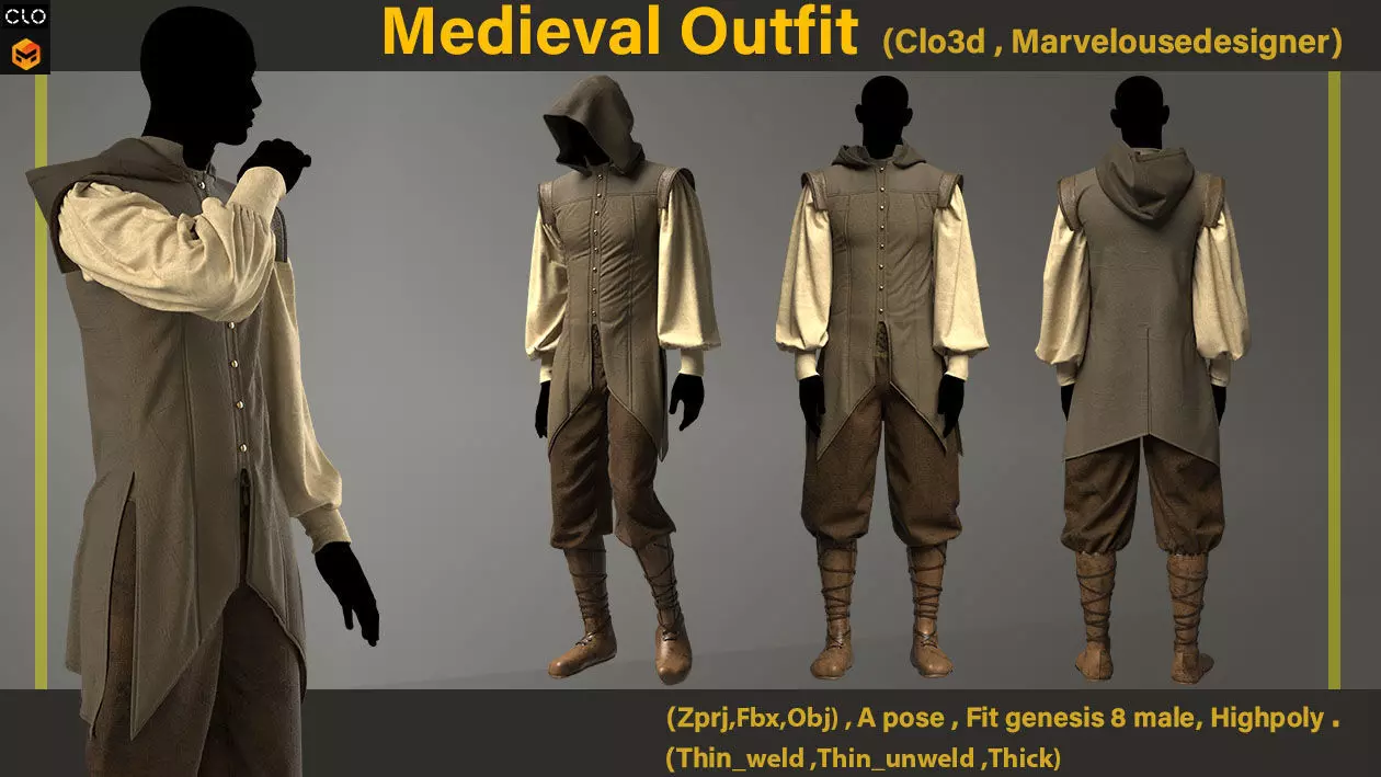Medieval Outfit 3D model_0