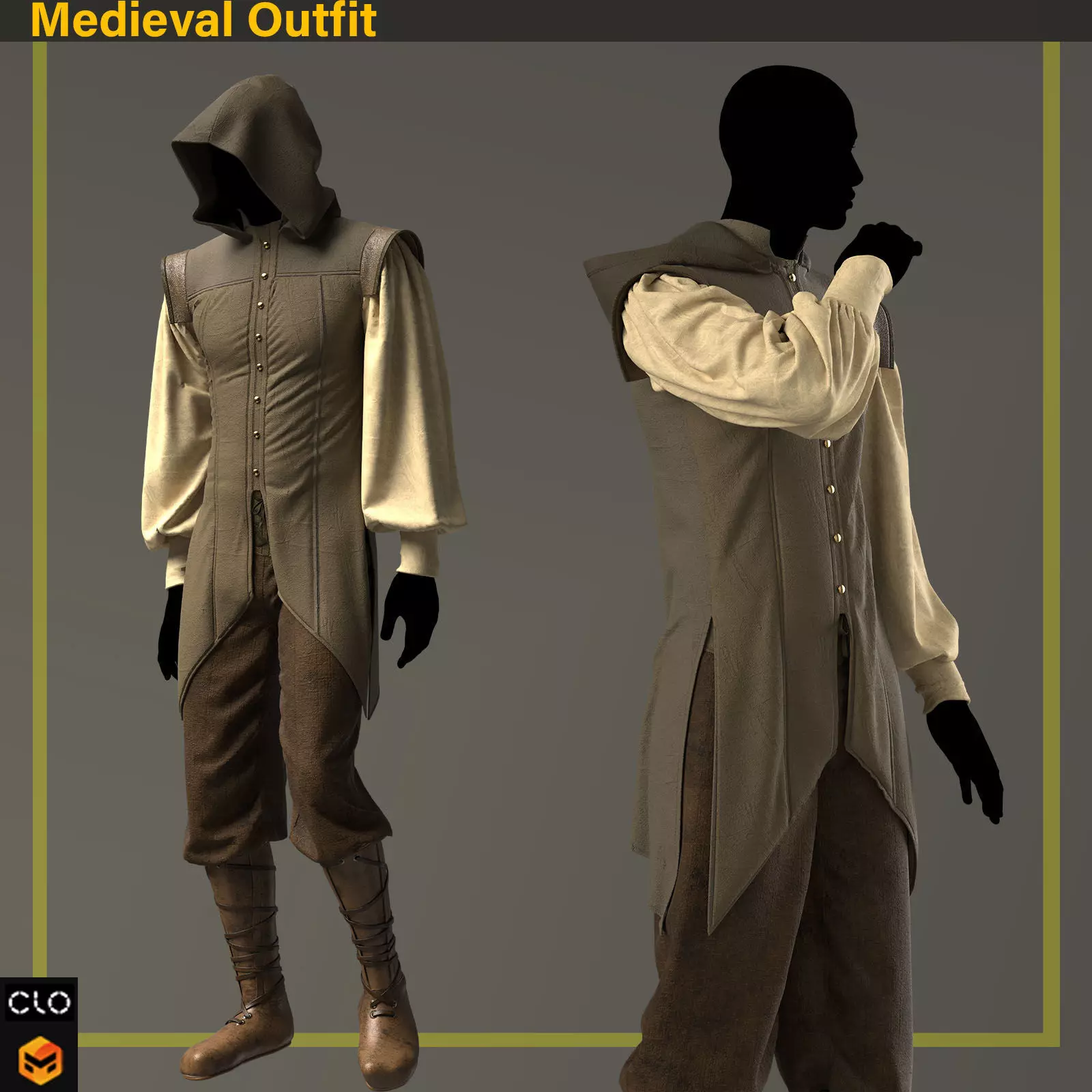 Medieval Outfit 3D model_8