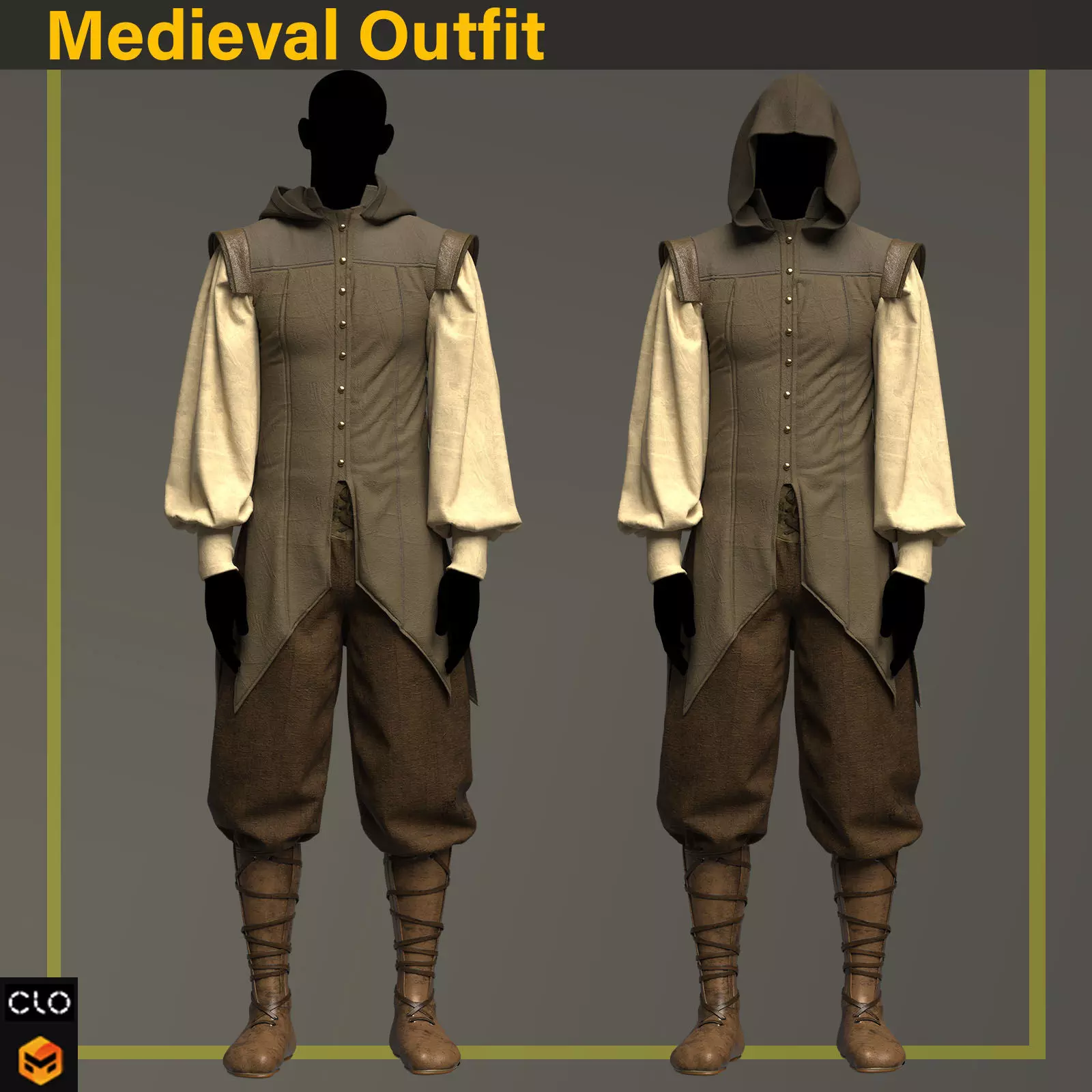 Medieval Outfit 3D model_11