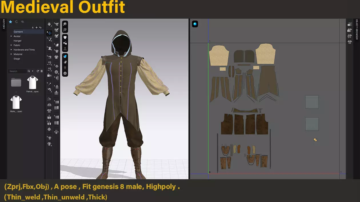 Medieval Outfit 3D model_6