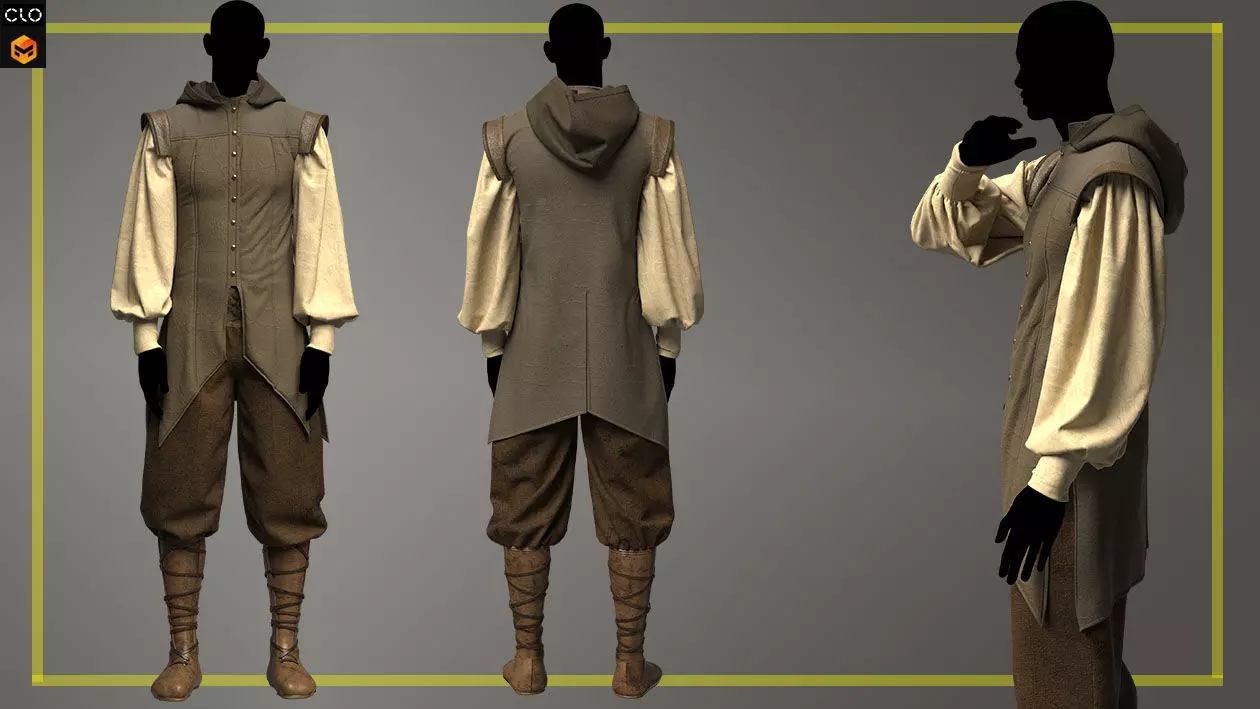 Medieval Outfit 3D model_3