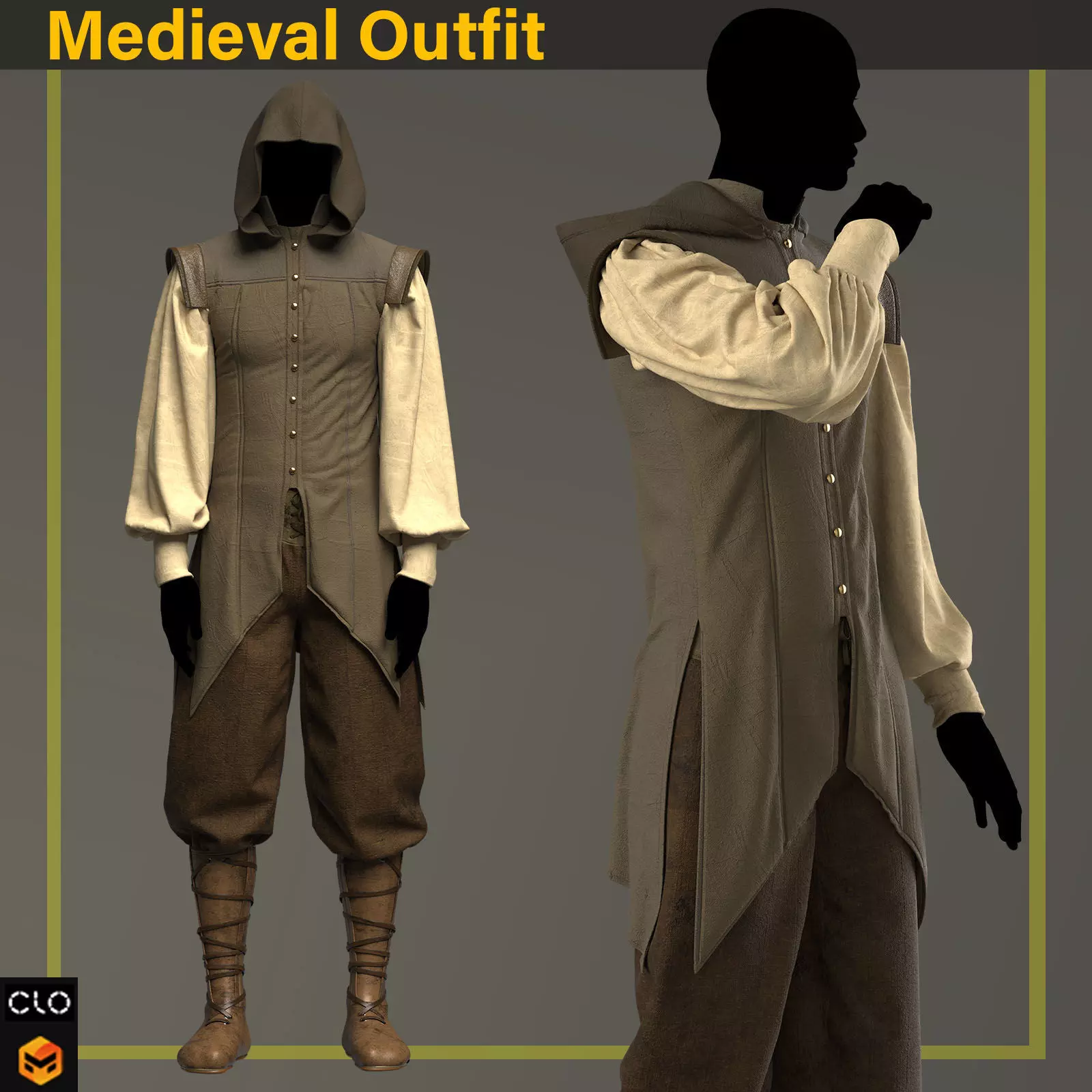 Medieval Outfit 3D model_10
