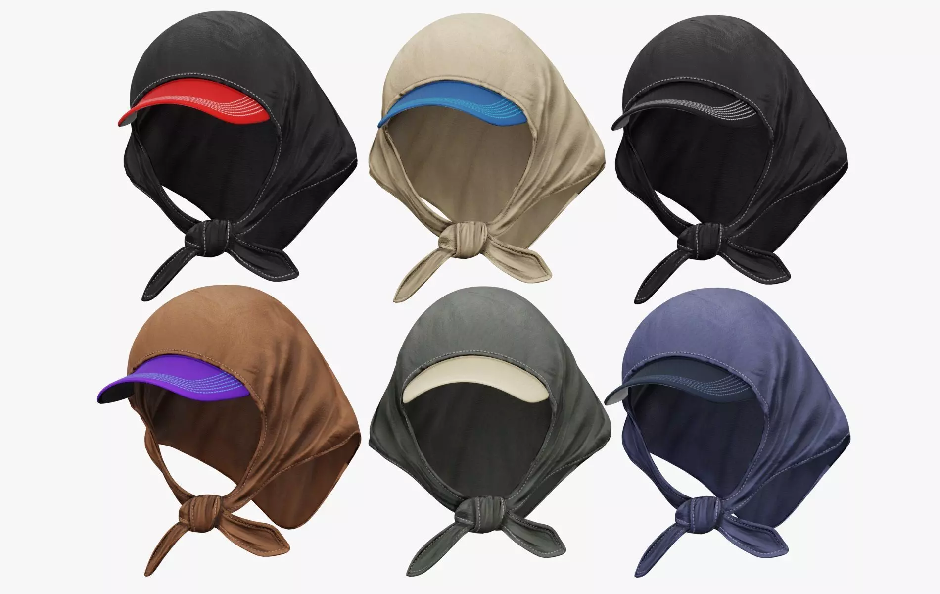 Baseball Cap with Headscarf Pack Low-poly 3D model