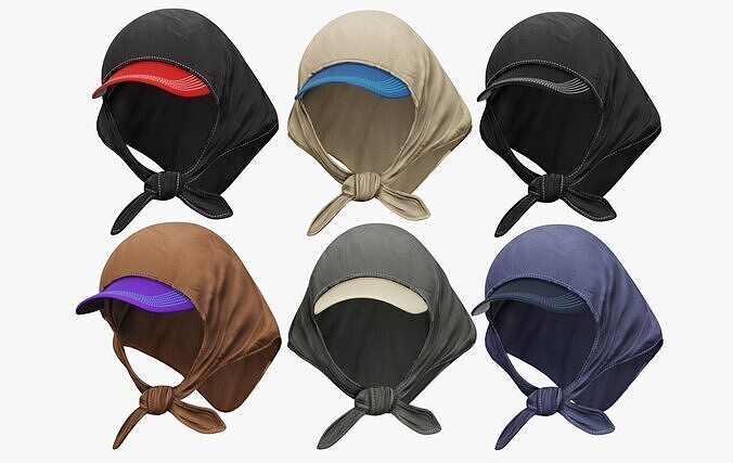 Baseball Cap with Headscarf Pack Low-poly 3D model
