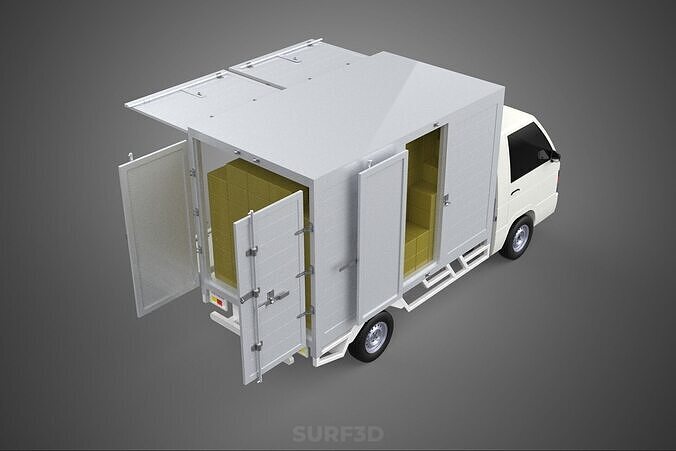 UTE BOX TRUCK PICKUP CARGO FREIGHT CUBE VAN 3 WAY WIDE DECK CAR 3D model