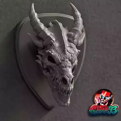 Dragon Skull Wall Trophy -STL File for 3D Printing 3D print model