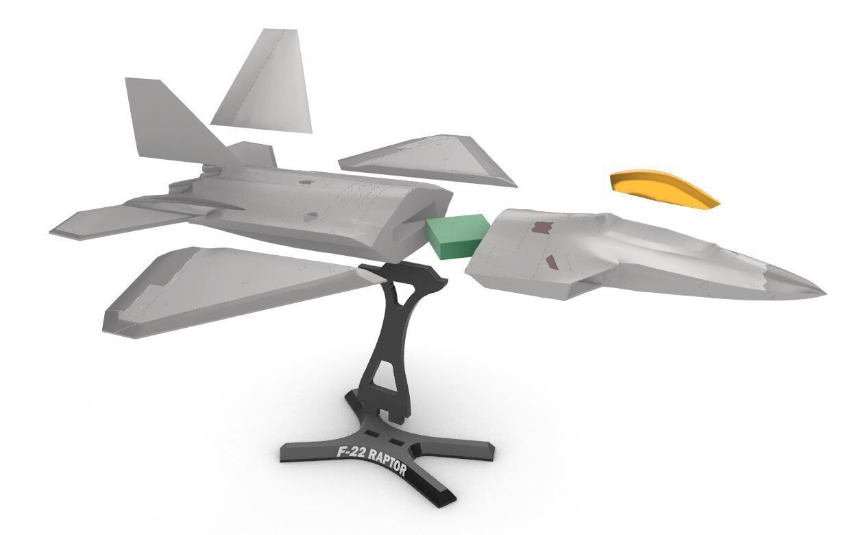 F 22 Raptor in two scales 3D print model_6