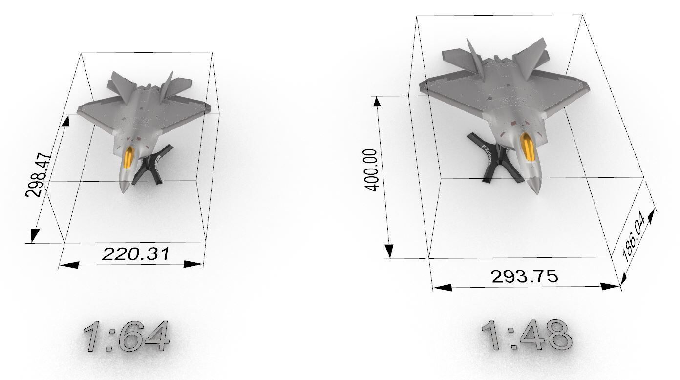 F 22 Raptor in two scales 3D print model_7