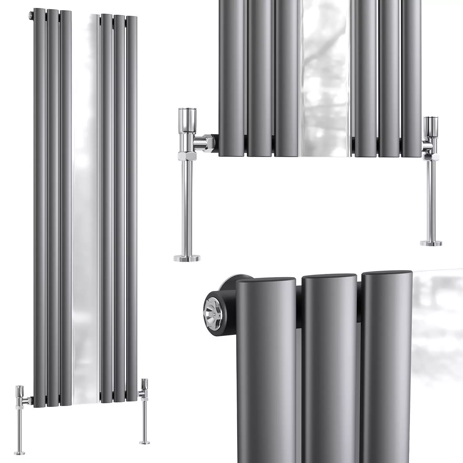 Anthracite Vertical Radiator With Mirror 3D model