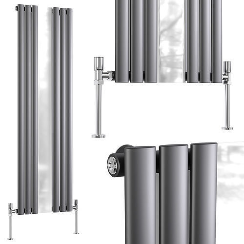 Anthracite Vertical Radiator With Mirror 3D model