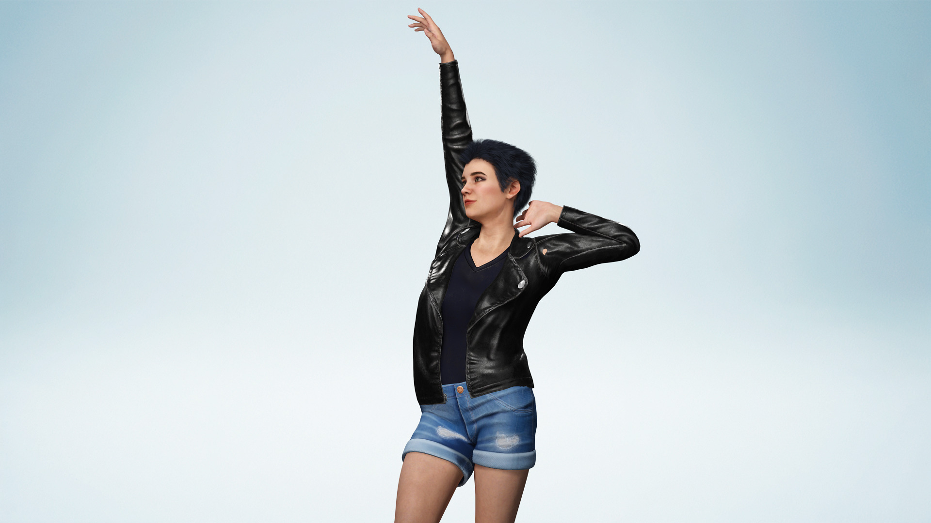 Realistic Girl Short Hair Character Urban Female Modern Low-poly 3D model_10