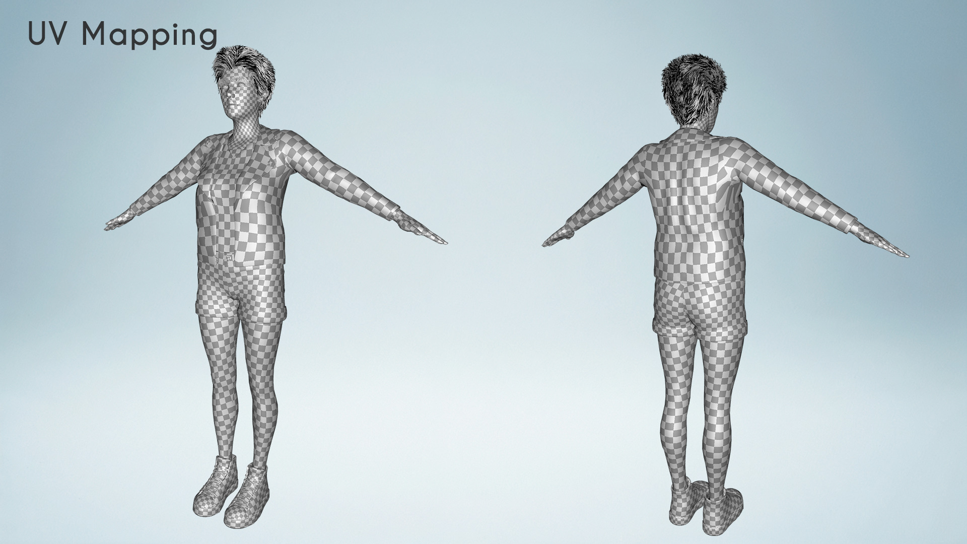 Realistic Girl Short Hair Character Urban Female Modern Low-poly 3D model_23