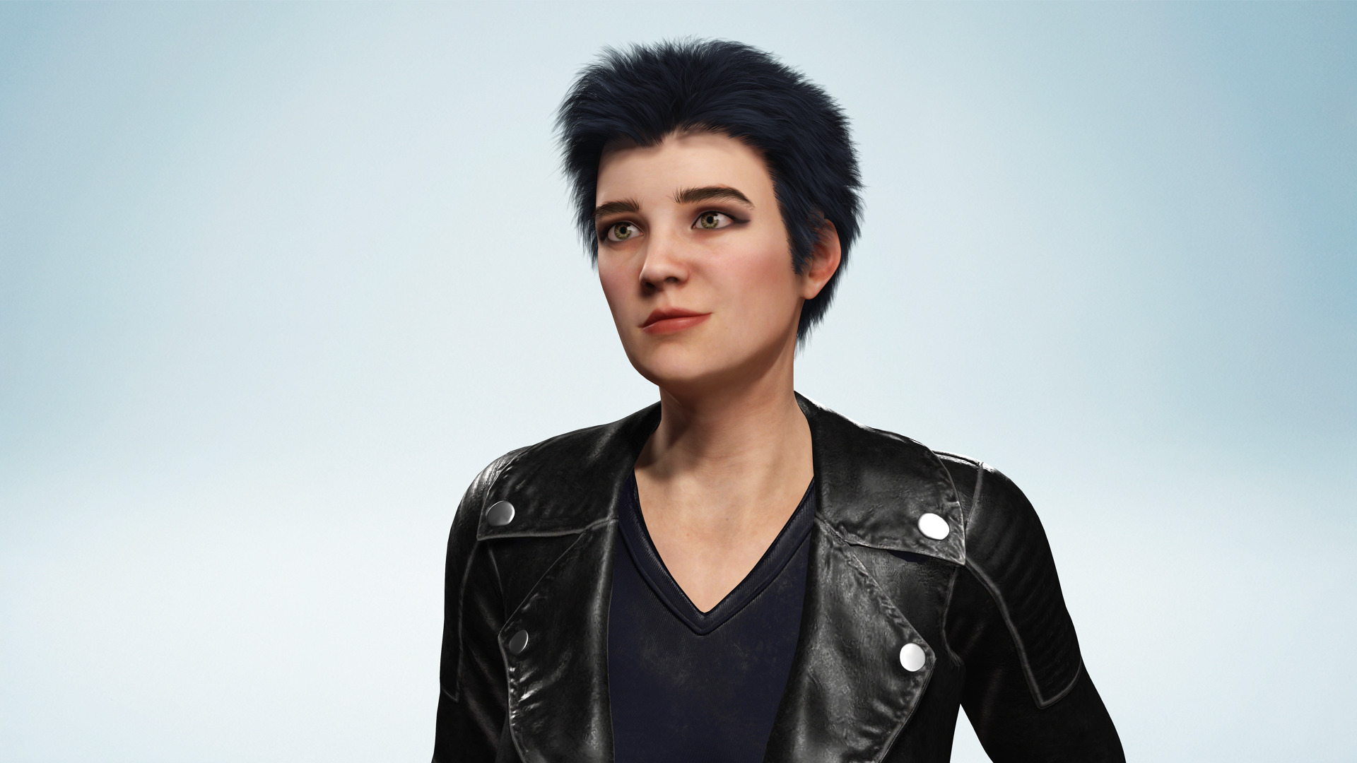 Realistic Girl Short Hair Character Urban Female Modern Low-poly 3D model_5