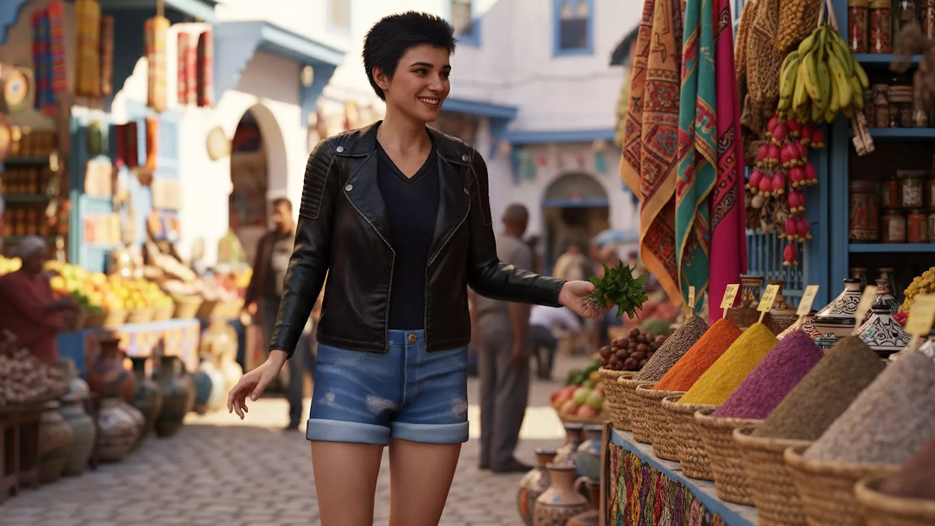 Realistic Girl Short Hair Character Urban Female Modern Low-poly 3D model_3