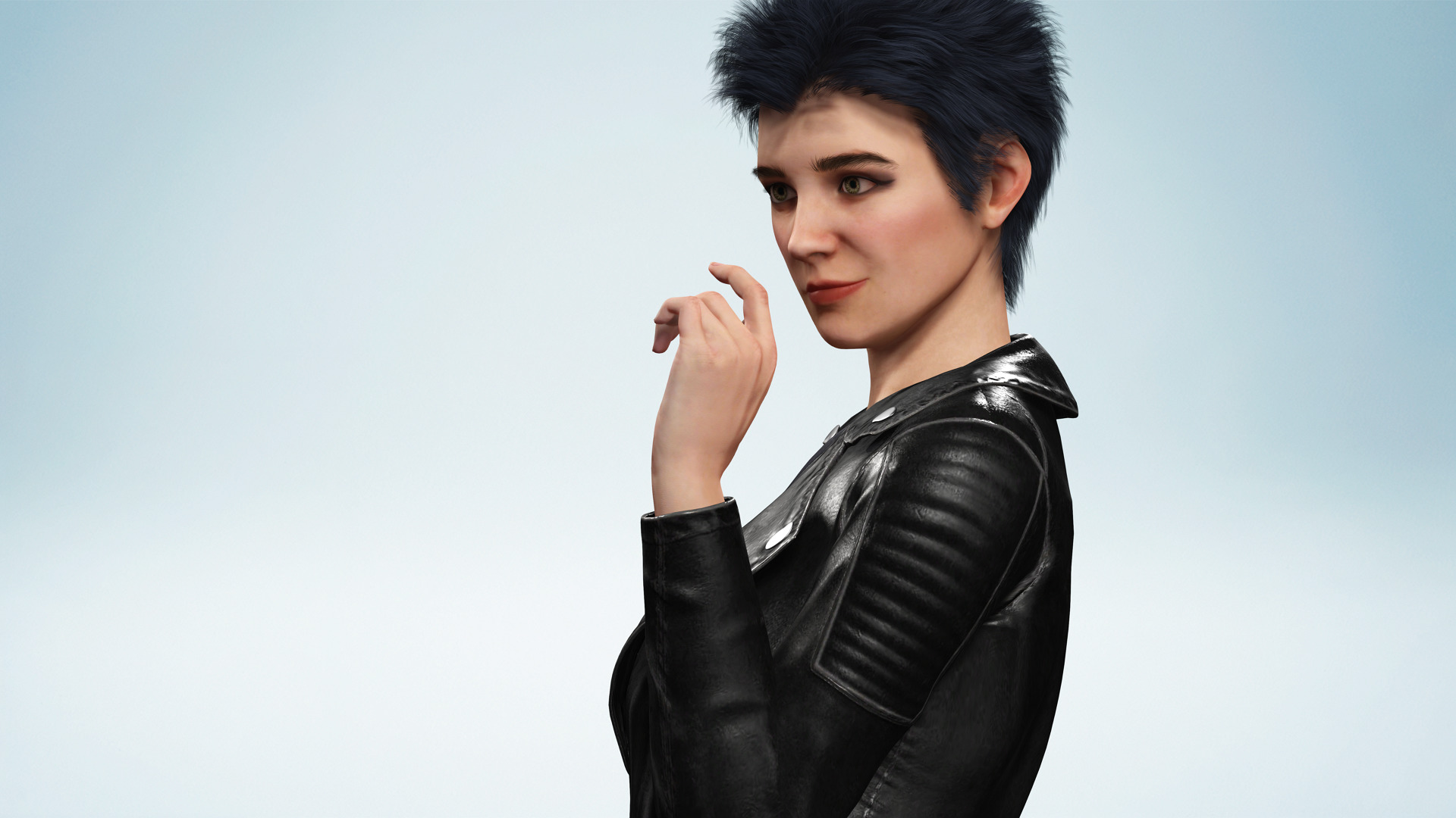 Realistic Girl Short Hair Character Urban Female Modern Low-poly 3D model_2