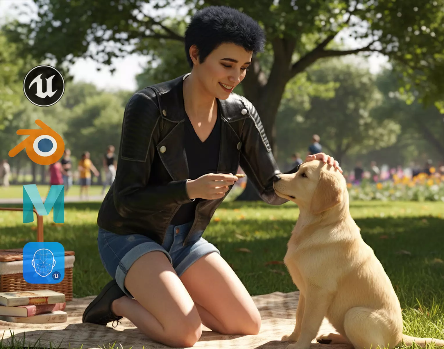 Realistic Girl Short Hair Character Urban Female Modern Low-poly 3D model_0