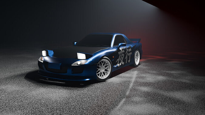 JDM Drift Car 3d Model - RX7 Style Low-poly 3D model