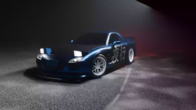 JDM Drift Car 3d Model - RX7 Style Low-poly 3D model