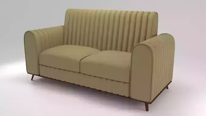 Modern Ribbed Sofa 3D Model Mid Poly for Interior Design 