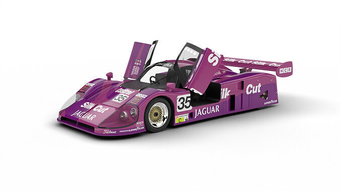 Jaguar XJR-9LM Le Mans Silk Cut Racing 1988 HQ 3d model 3D model