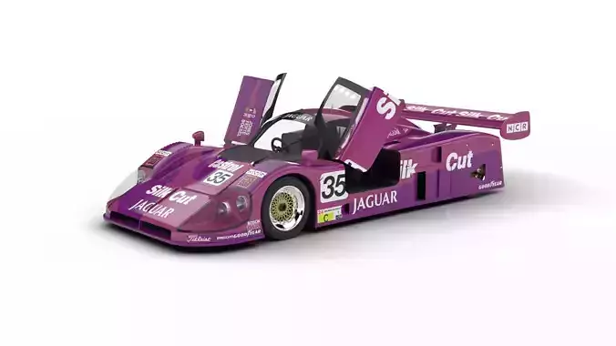 Jaguar XJR-9LM Le Mans Silk Cut Racing 1988 HQ 3d model 3D model