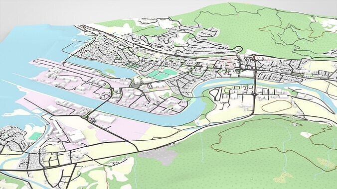 Cityscape Orkanger Norway 3D model 7