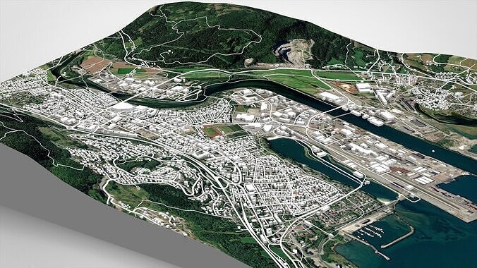 Cityscape Orkanger Norway 3D model 4