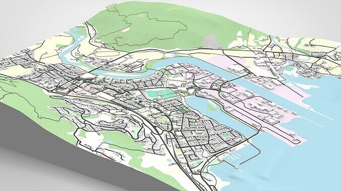 Cityscape Orkanger Norway 3D model 3