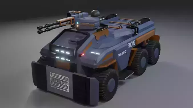 A police armored car model  LowPoly  Low-poly 3D model