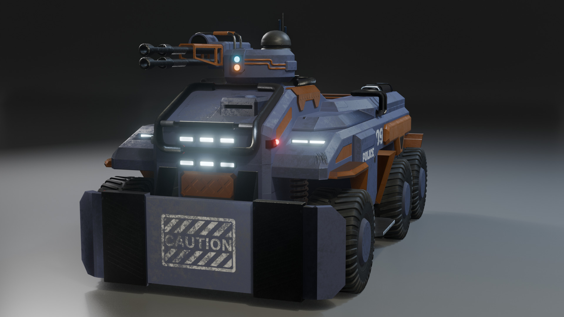 A police armored car model  LowPoly  Low-poly 3D model_4
