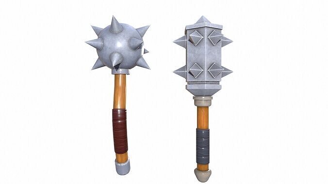 Maces Weapon with Spikes Low-poly 3D model