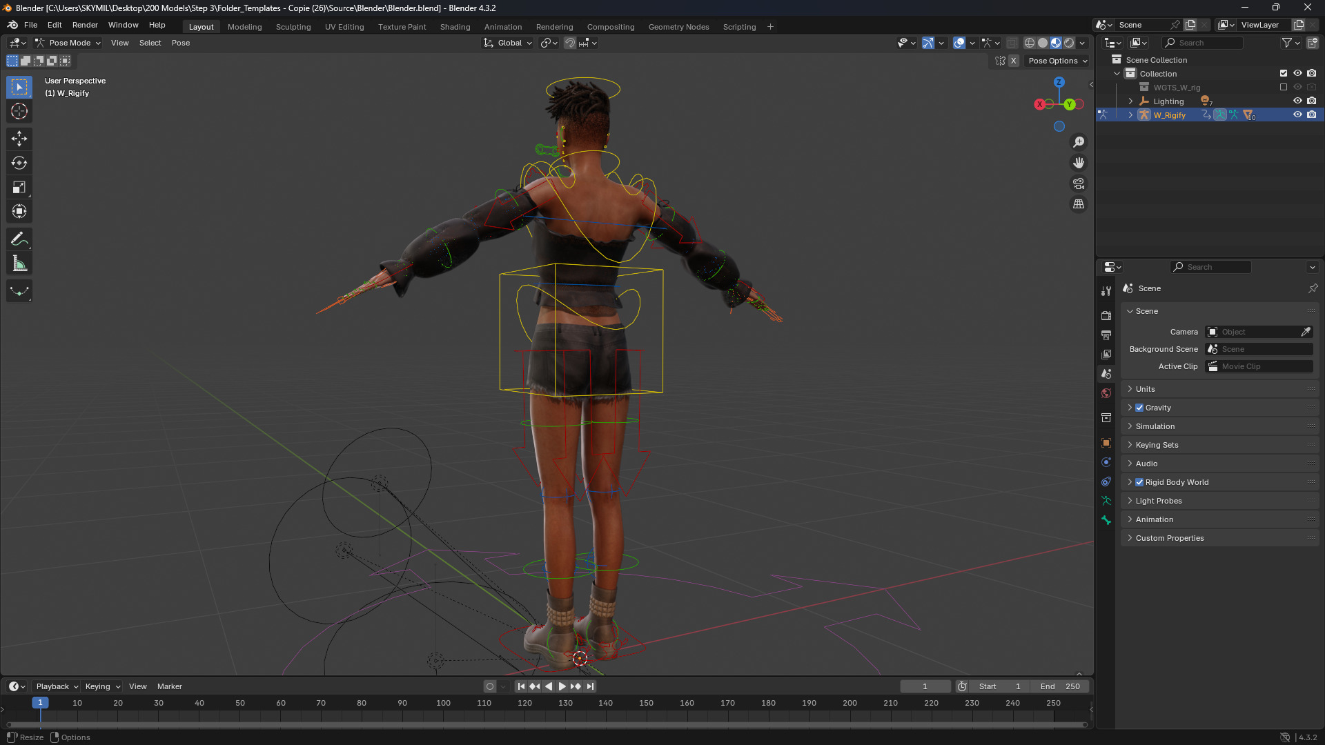 Realistic African Female Dreadlocks Black Outfit Low-poly 3D model_14