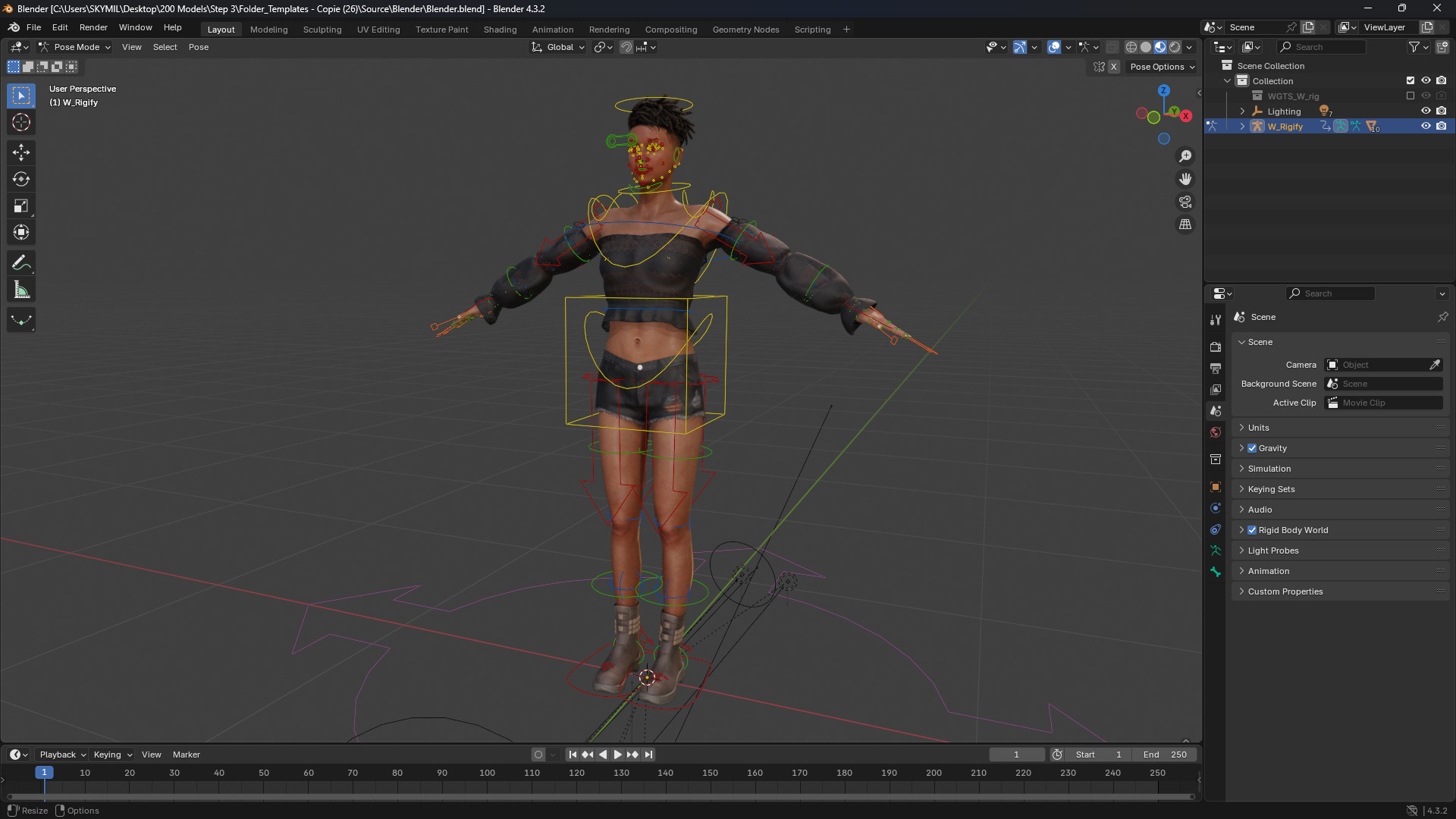 Realistic African Female Dreadlocks Black Outfit Low-poly 3D model_13