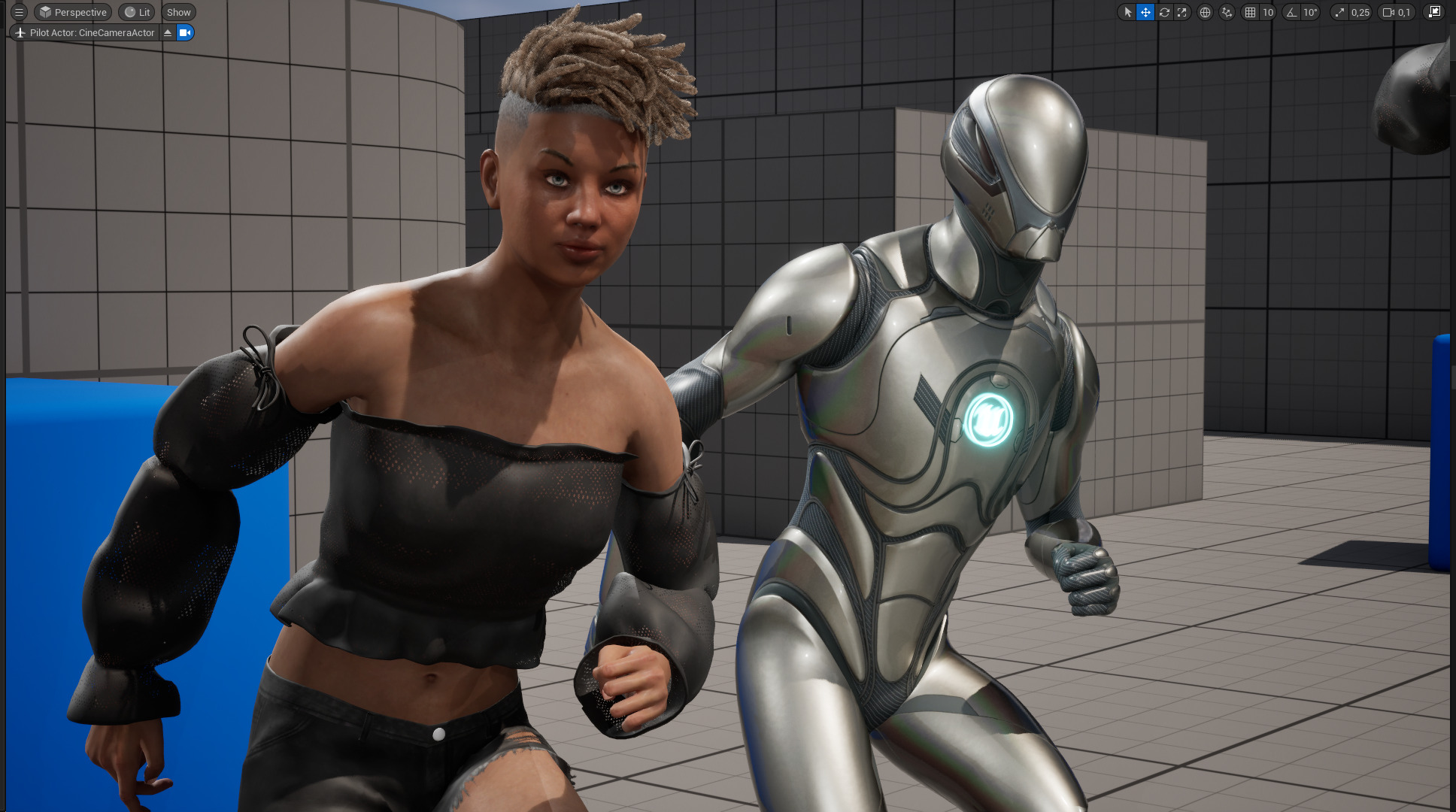 Realistic African Female Dreadlocks Black Outfit Low-poly 3D model_21