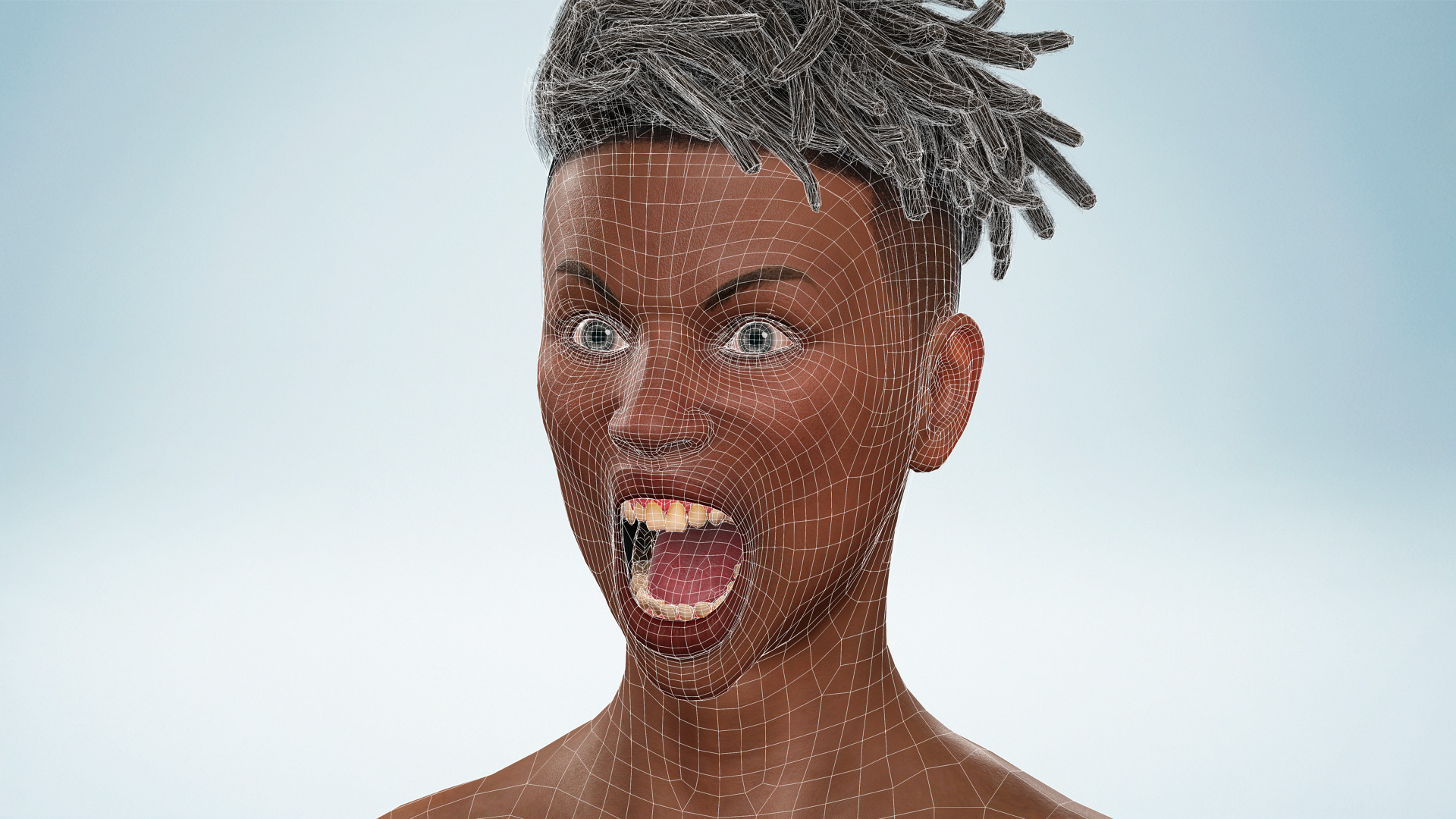 Realistic African Female Dreadlocks Black Outfit Low-poly 3D model_26