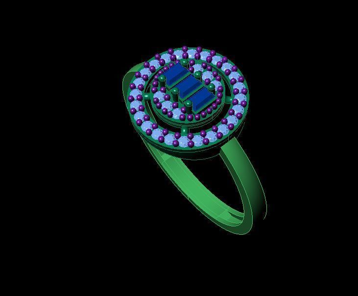 Baguette Ring 3D print model_11