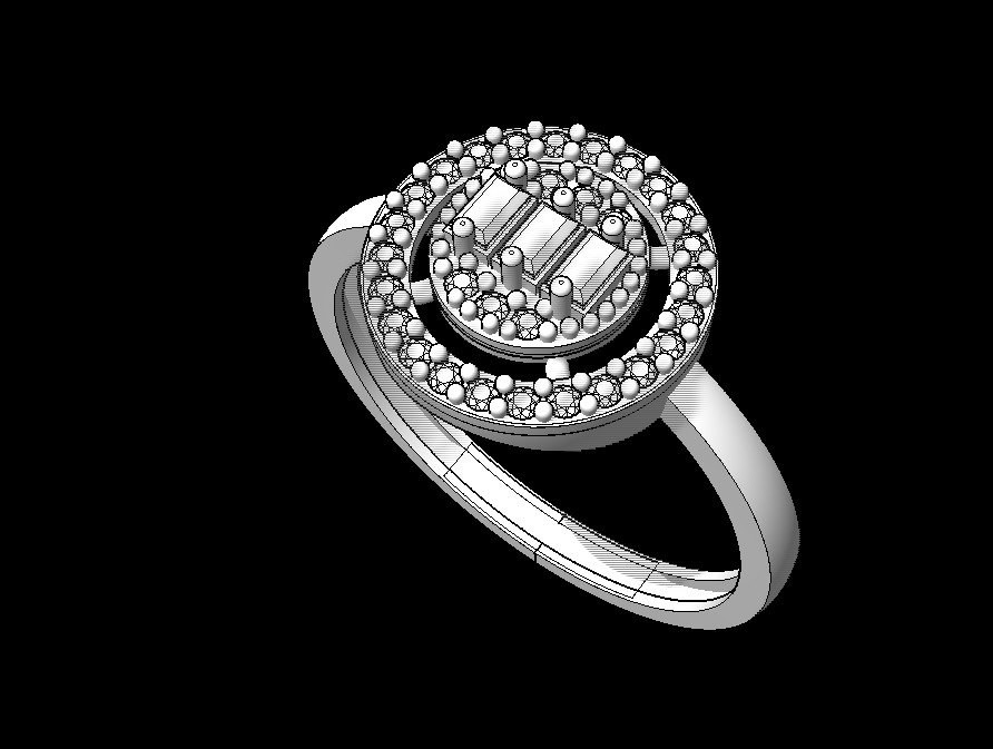 Baguette Ring 3D print model_2