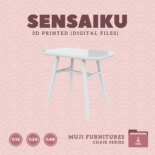 01 Muji Bench 20 In V2 for Dollhouse Muji 3D Print 3D print model