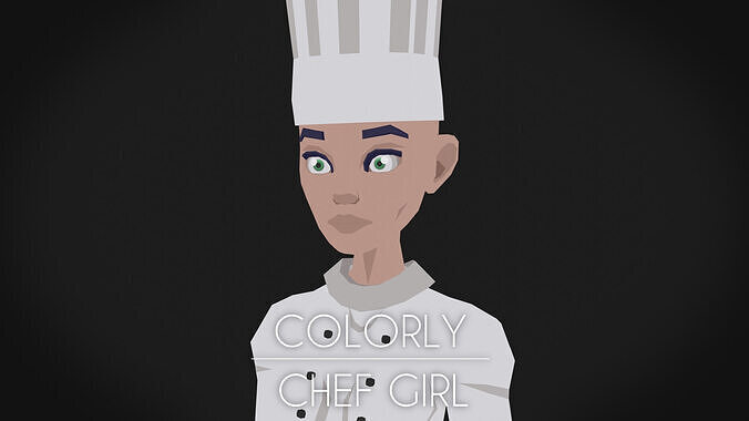 Colorly - Chef Girl - Game Ready - Rigged - Customizable Low-poly 3D model