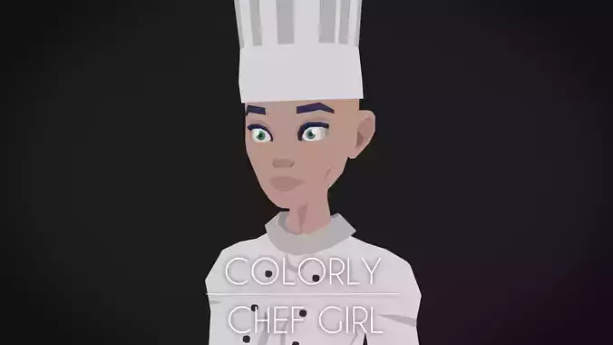Colorly - Chef Girl - Game Ready - Rigged - Customizable Low-poly 3D model