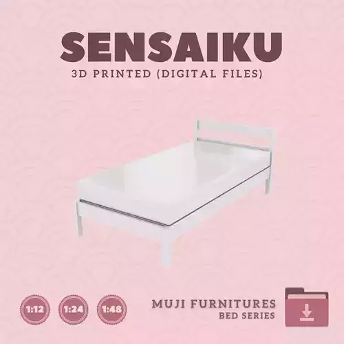 01 Muji Bed Single Bed for Miniature Dollhouse Muji 3D Print