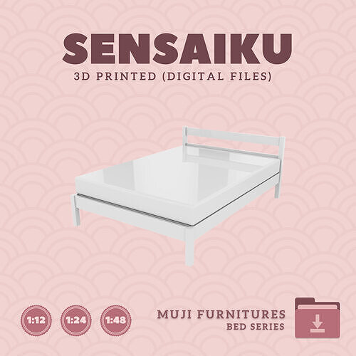 01 Muji Bed Double Bed for Dollhouse - Muji - 3D Print 3D print model
