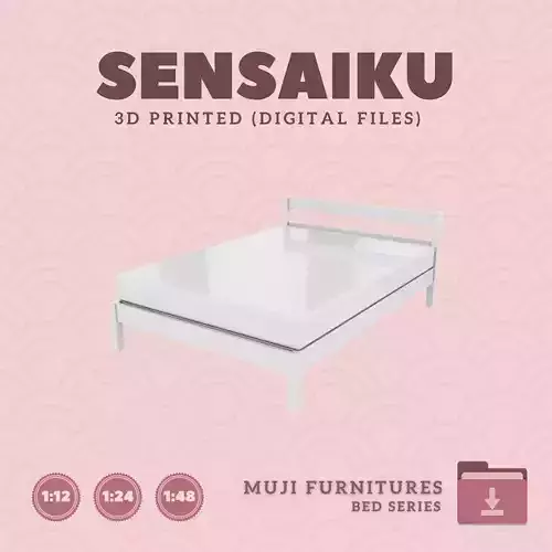 01 Muji Bed Double Bed for Dollhouse - Muji - 3D Print 3D print model