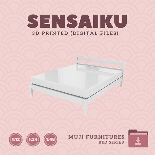 03 Muji Bed Queen Bed for Miniature Dollhouse Muji 3D Print 3D print model