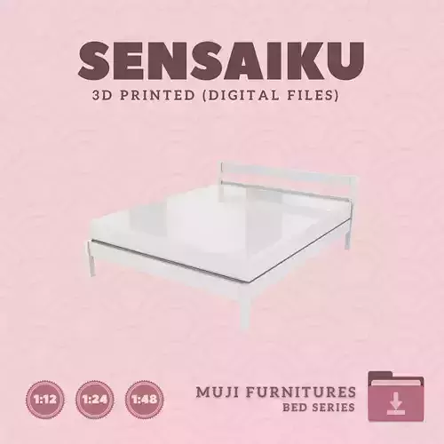 03 Muji Bed Queen Bed for Miniature Dollhouse Muji 3D Print 3D print model
