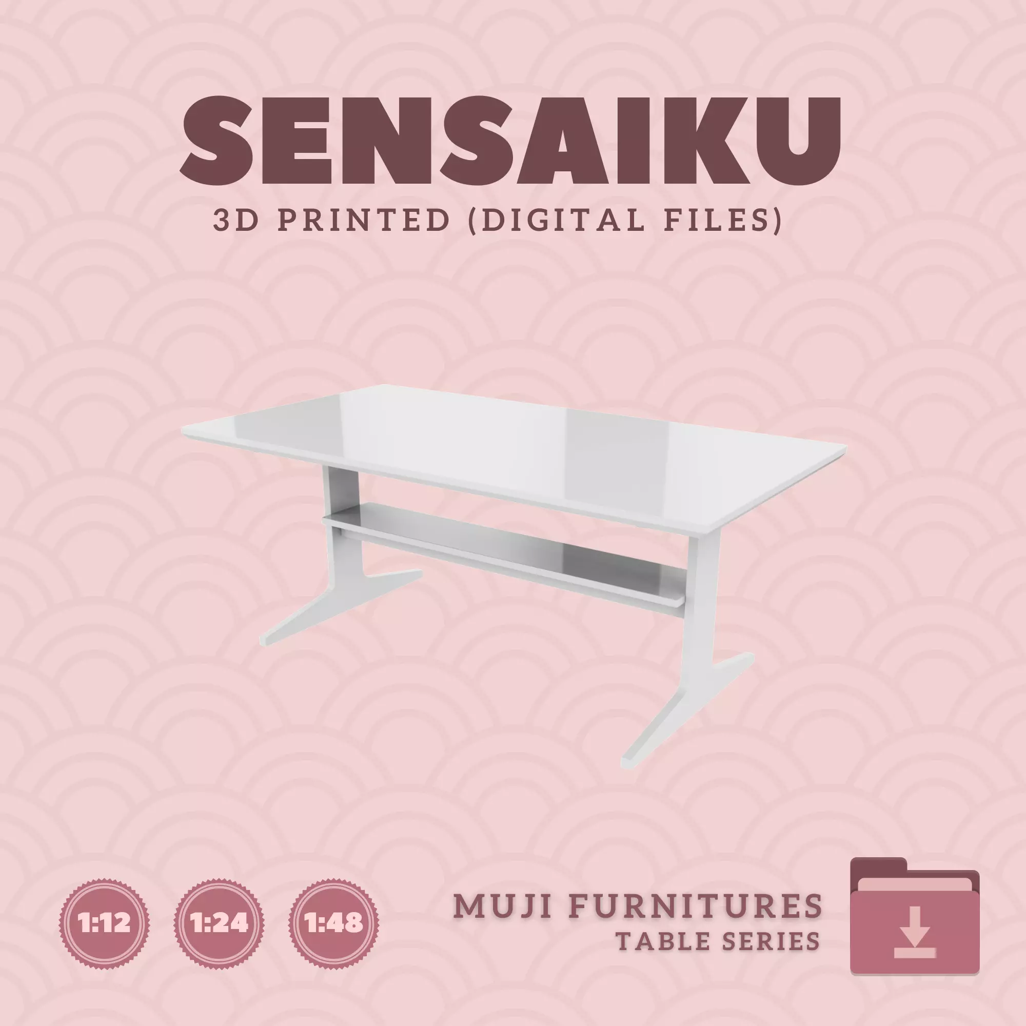 01 Muji Living Dining Table for Mini Dollhouse Muji 3D Print 3D print model