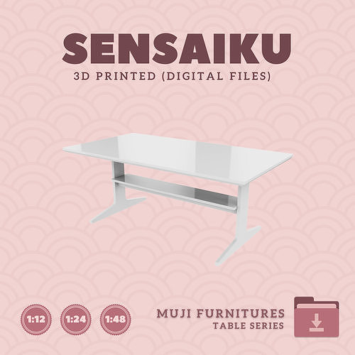 01 Muji Living Dining Table for Mini Dollhouse Muji 3D Print 3D print model